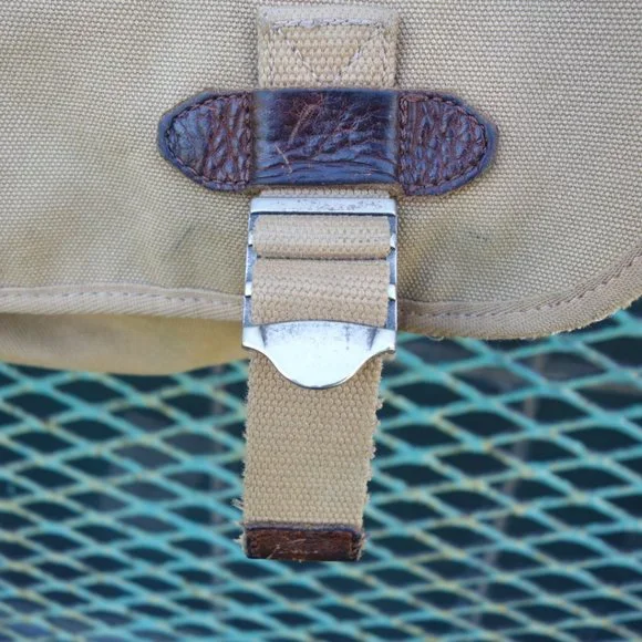 Rugby By Ralph Lauren 2009 Tan Canvas W/ Dark Brown Leather Strap Messenger Bag